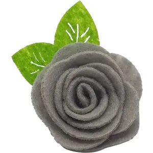 Gray 1.5" Felt Flower Rose Clip