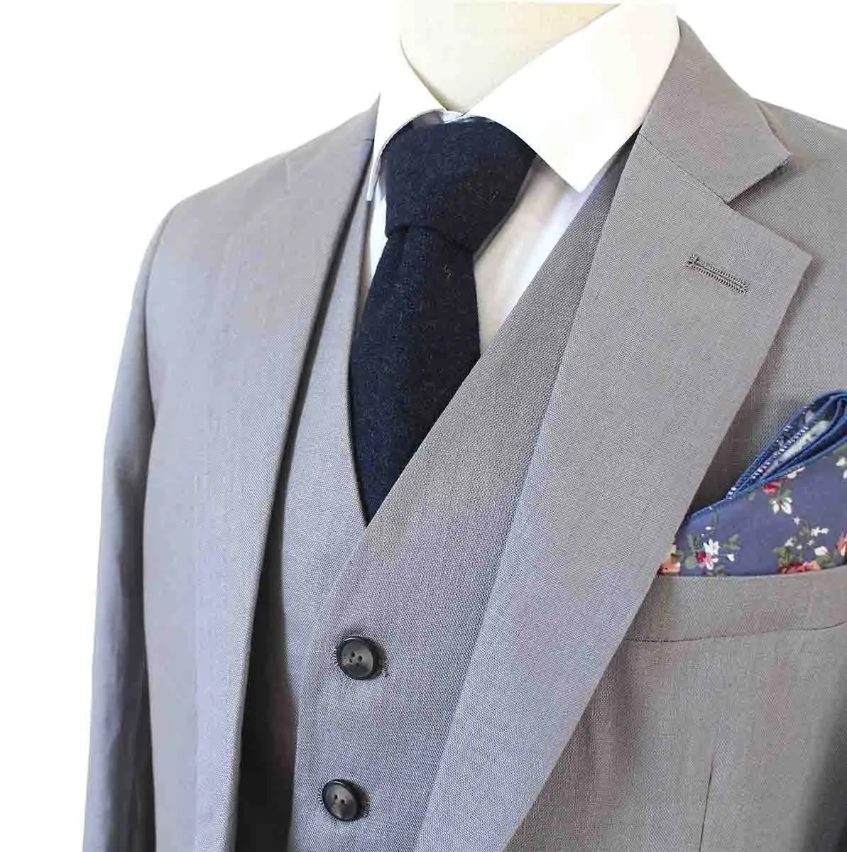 GRAY 3 PIECE LINEN SUIT