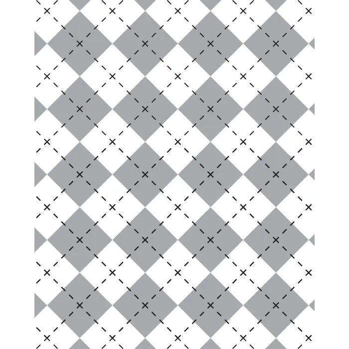 Gray & White Argyle Printed Backdrop