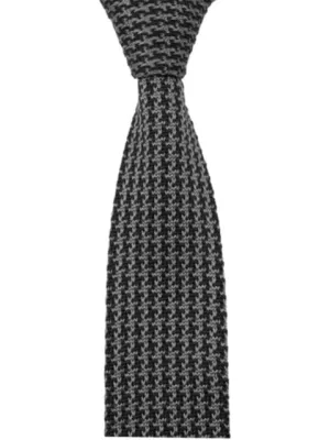 Gray and Black Knit Houndstooth Men's Necktie