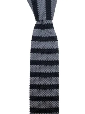 Gray and Black Striped Knit Men's Necktie