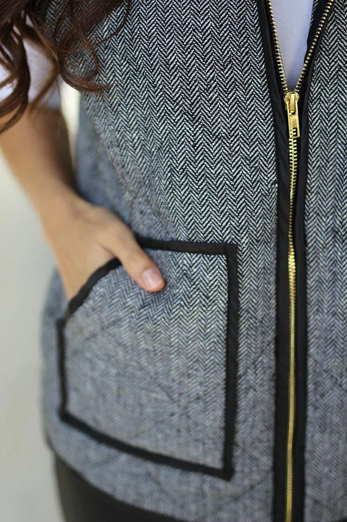 Gray And Black Vest With Pockets