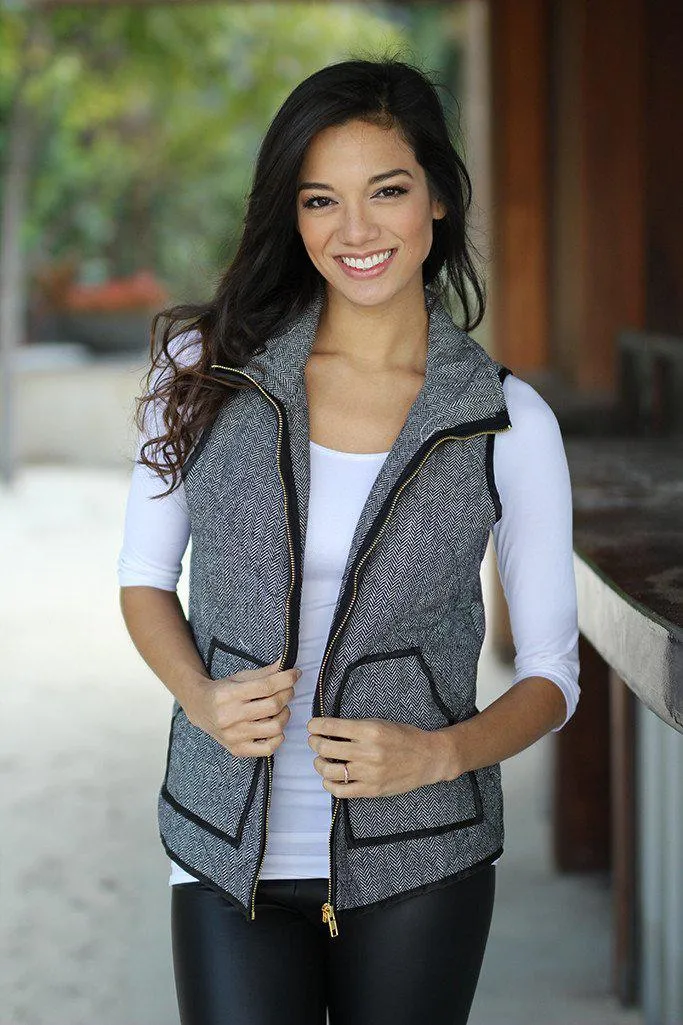 Gray And Black Vest With Pockets