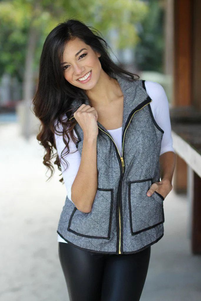 Gray And Black Vest With Pockets