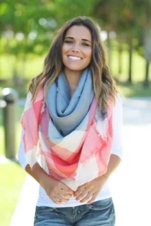 Gray and Coral Scarf