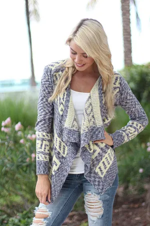 Gray and Lemon Cardigan