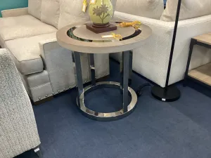 Gray And Silver Round End Table