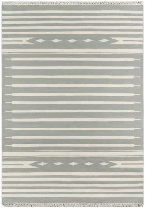 Gray and White Striped Southwest Flatweave Rug - Erin Gates - Thompson