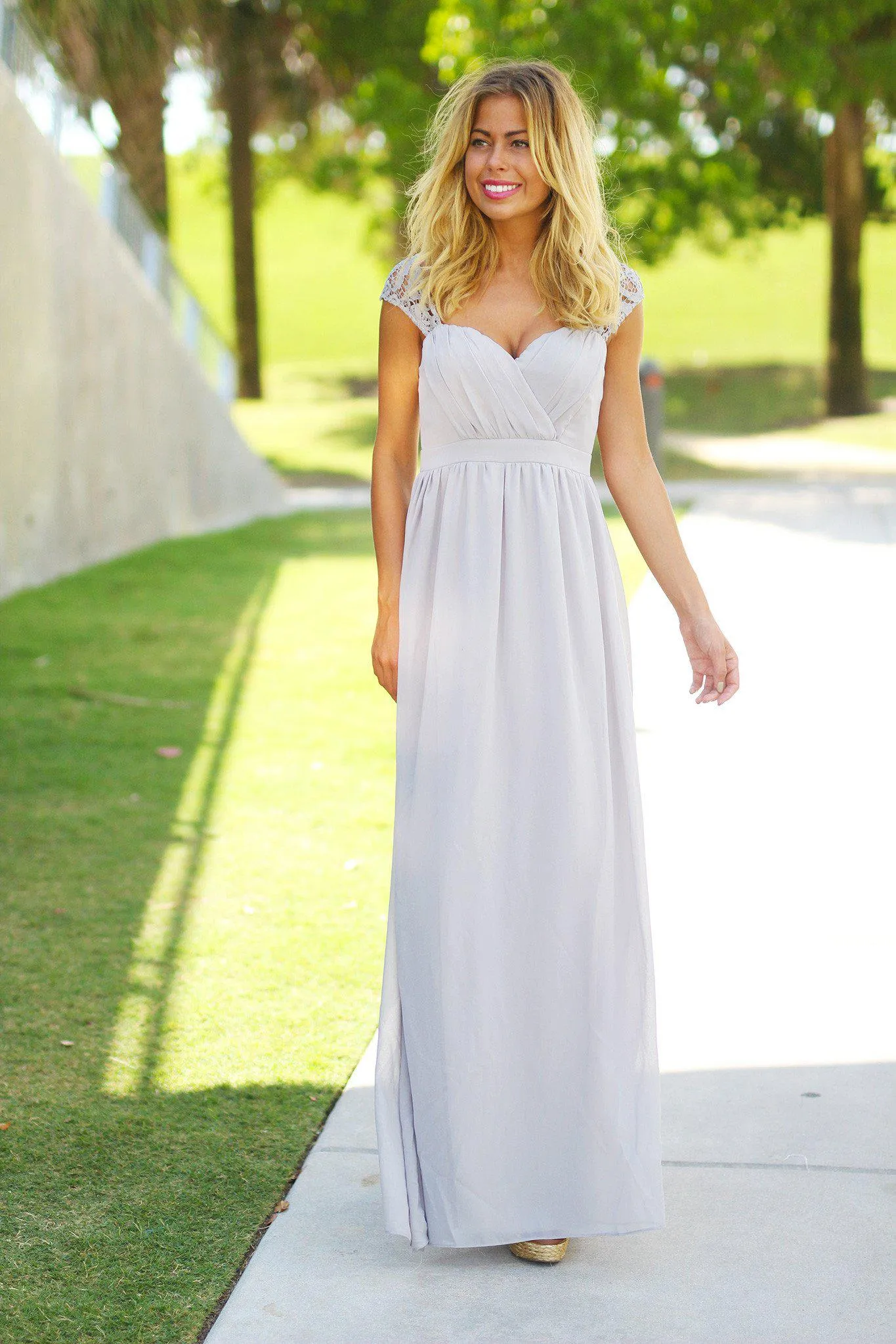 Gray Bridesmaid Maxi Dress