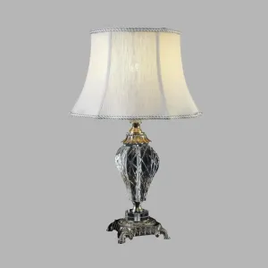 Gray Cream Crystal Urn-Shaped Nightstand Lamp - 1 Light Bedroom Night Table Light