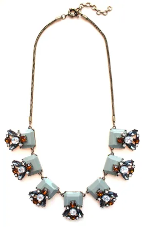 Gray Crystal Leaves Statement Necklace