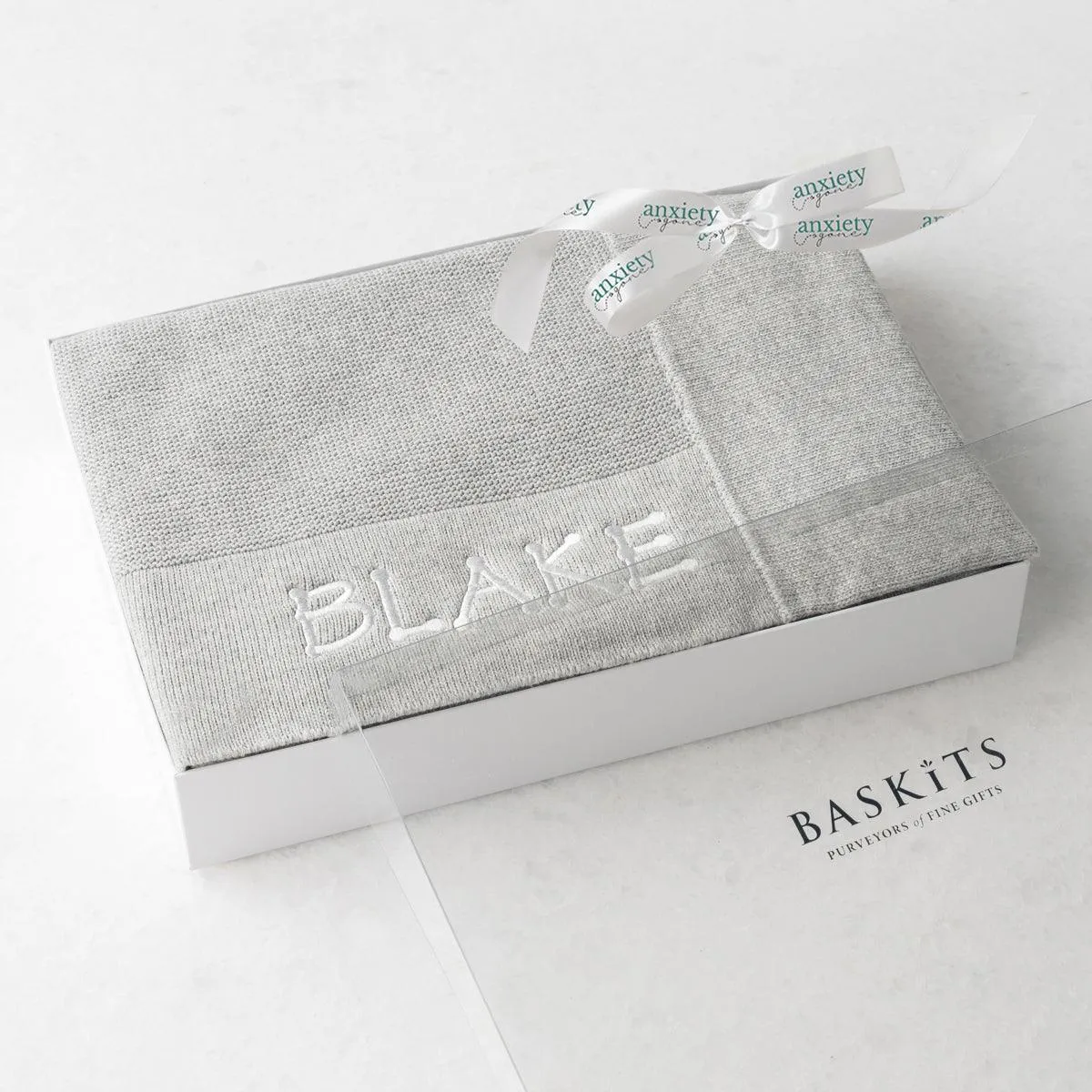 Gray Embroidered Blanket | Personalized Baby Gifts