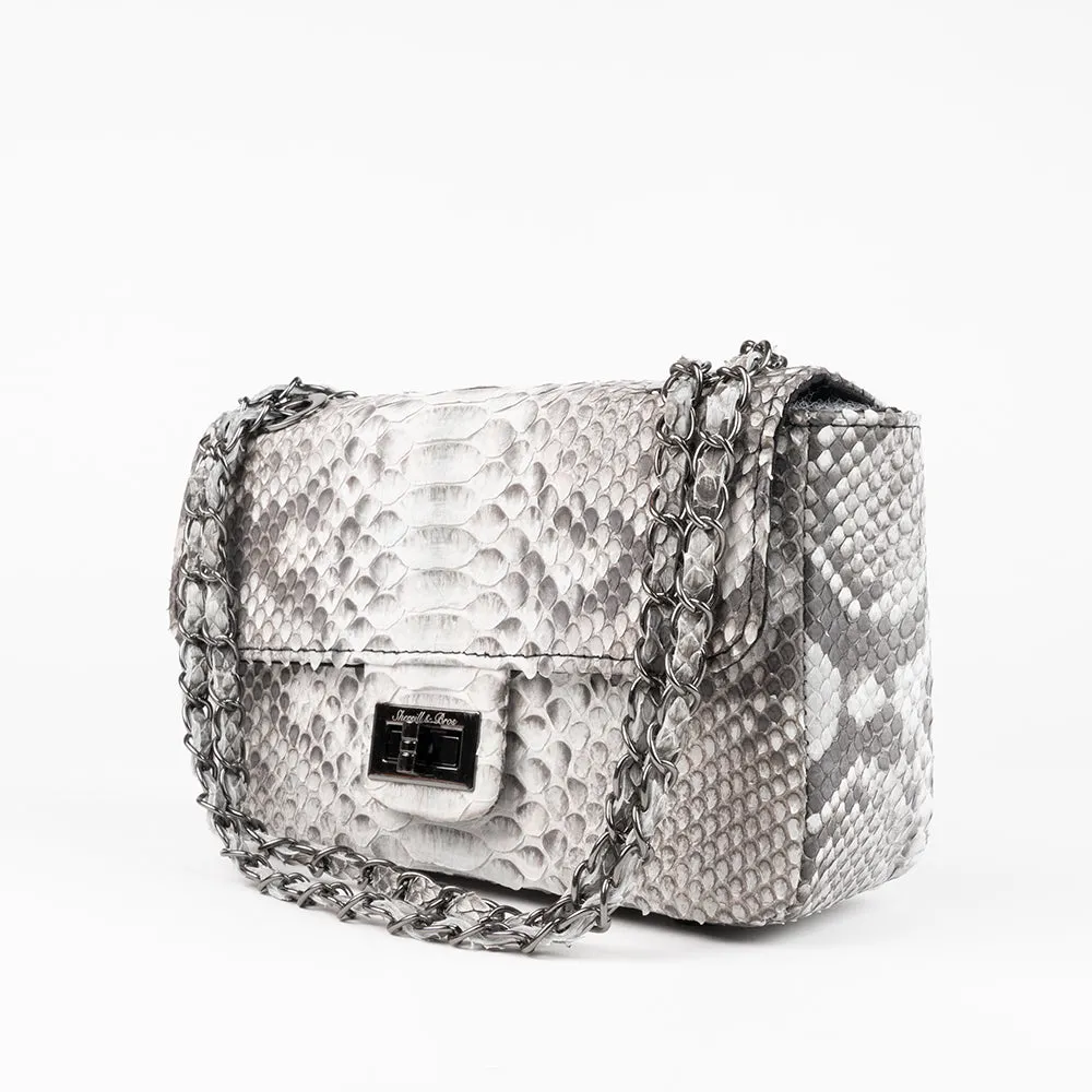 Gray Genuine Python Shoulder Bag "Maggie"