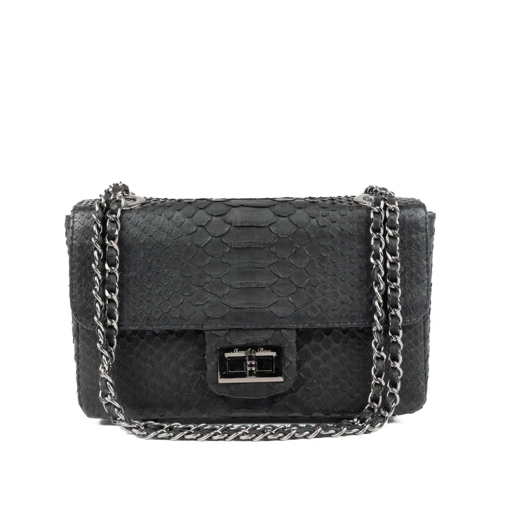 Gray Genuine Python Shoulder Bag "Maggie"