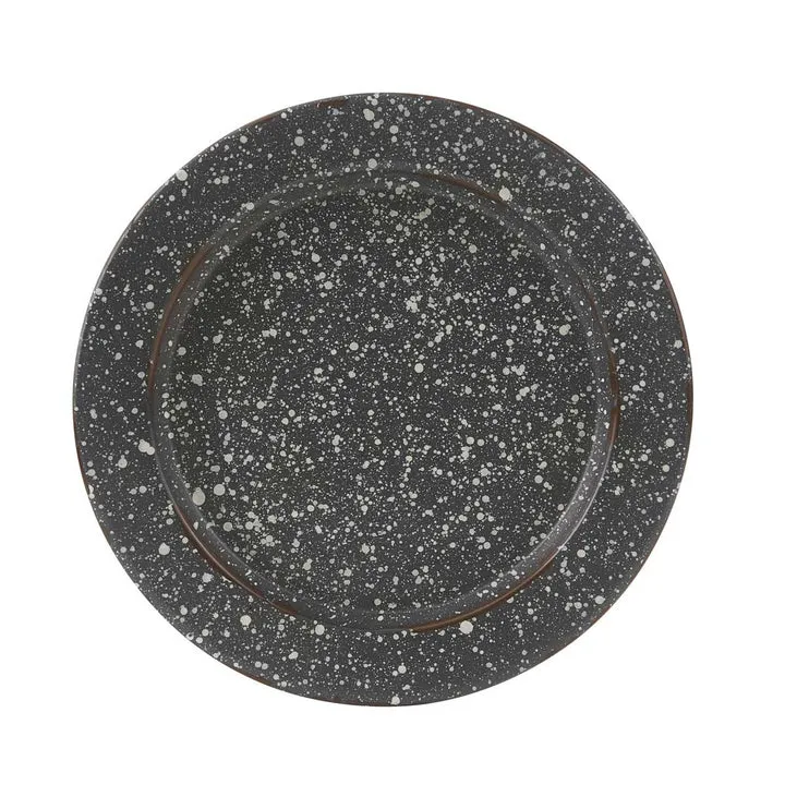 Gray Granite Enamelware Salad Plate Set