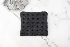 Gray Laser Cut Wool Zipper Pouch