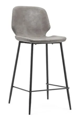 Gray Leather Counter Stools (2) | By-Boo Seashell