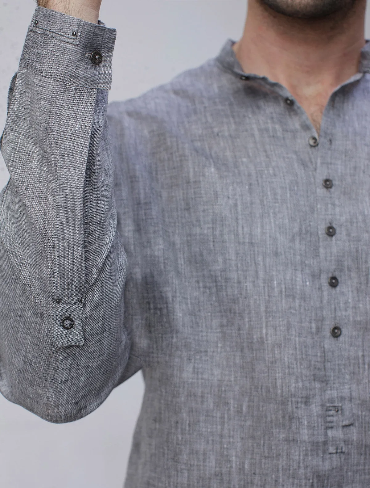 GRAY LINEN KURTA PAJAMA