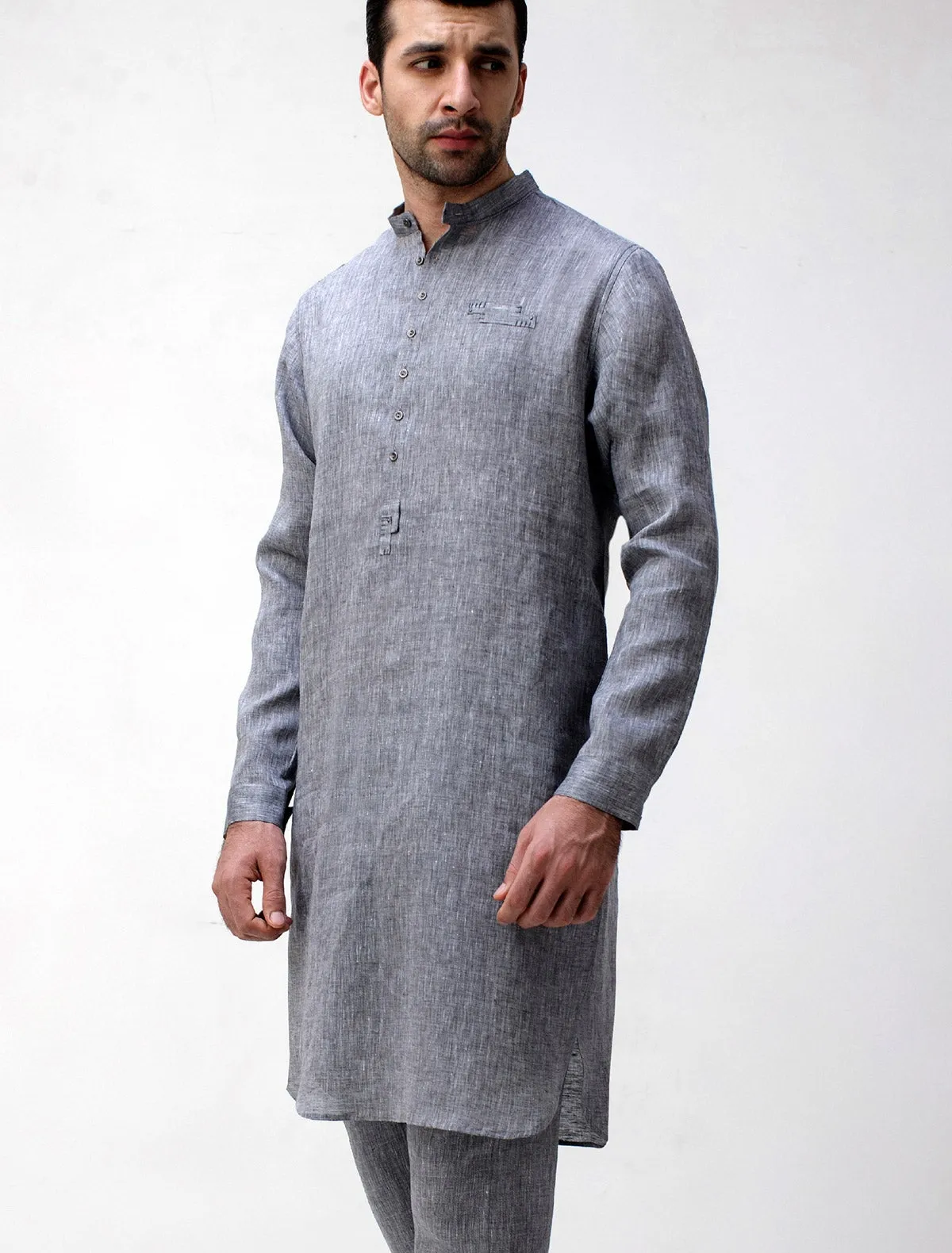 GRAY LINEN KURTA PAJAMA