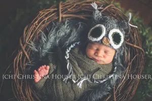 Gray Mongolian Fur Nest Photography Prop Rug Newborn Baby