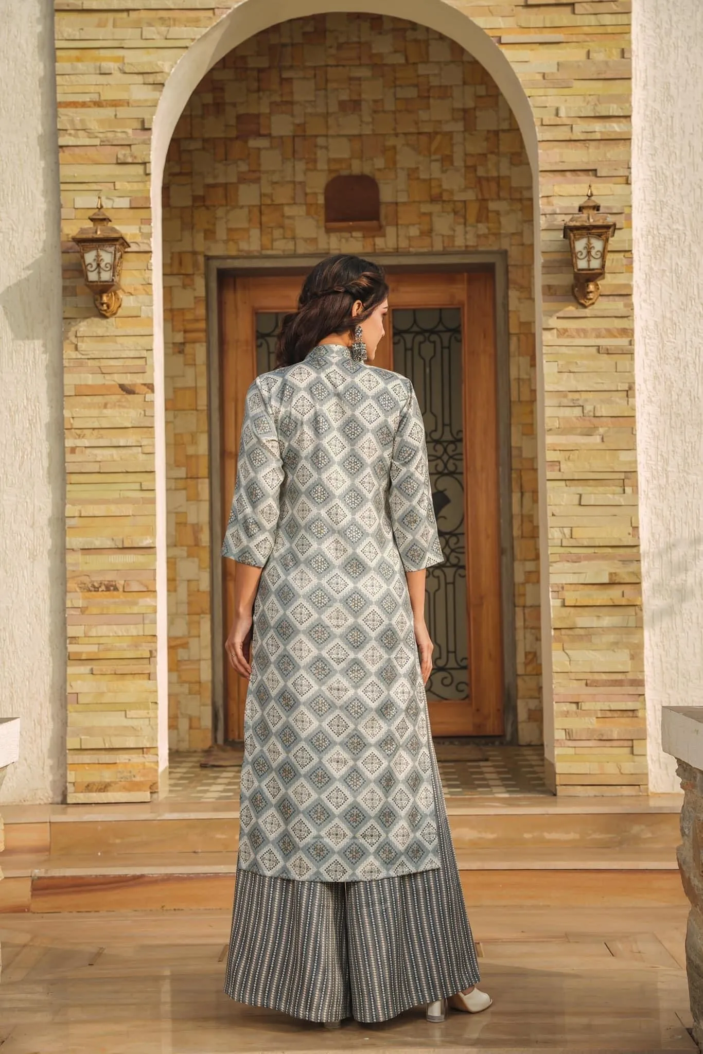 Gray Printed Rayon Kurti