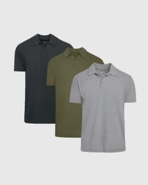 Gray Short Sleeve Polo 3-Pack