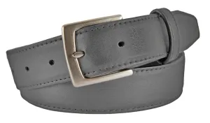 Gray Smooth Leather Belt, Signature Buckle (Brushed Silver)