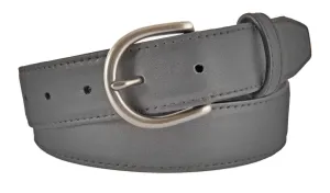 Gray Smooth Leather Belt, Soho Buckle (Brushed Silver)