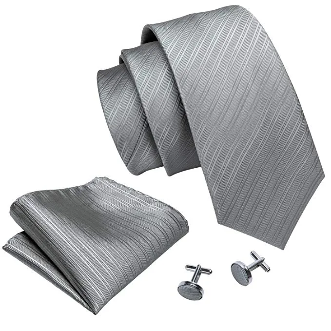 Gray Tone on Tone Striped Wedding Necktie Set LBW288