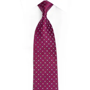 Gray Trellis On Burgundy Rhinestone Silk Necktie