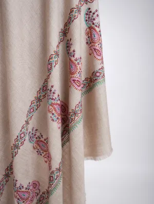 Gray with Paisley Motif Pashmina Shawl