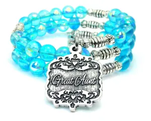 Great Aunt Victorian Scroll Sea Siren Ocean Glass Wrap Bracelet