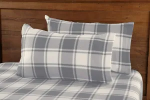 Great Bay Home Super Soft Extra Plush Plaid Fleece Sheet Set. Cozy, Warm, Durable, Smooth, Breathable Winter Sheets with Plaid Pattern. Dara Collection Brand. (Queen, Grey)