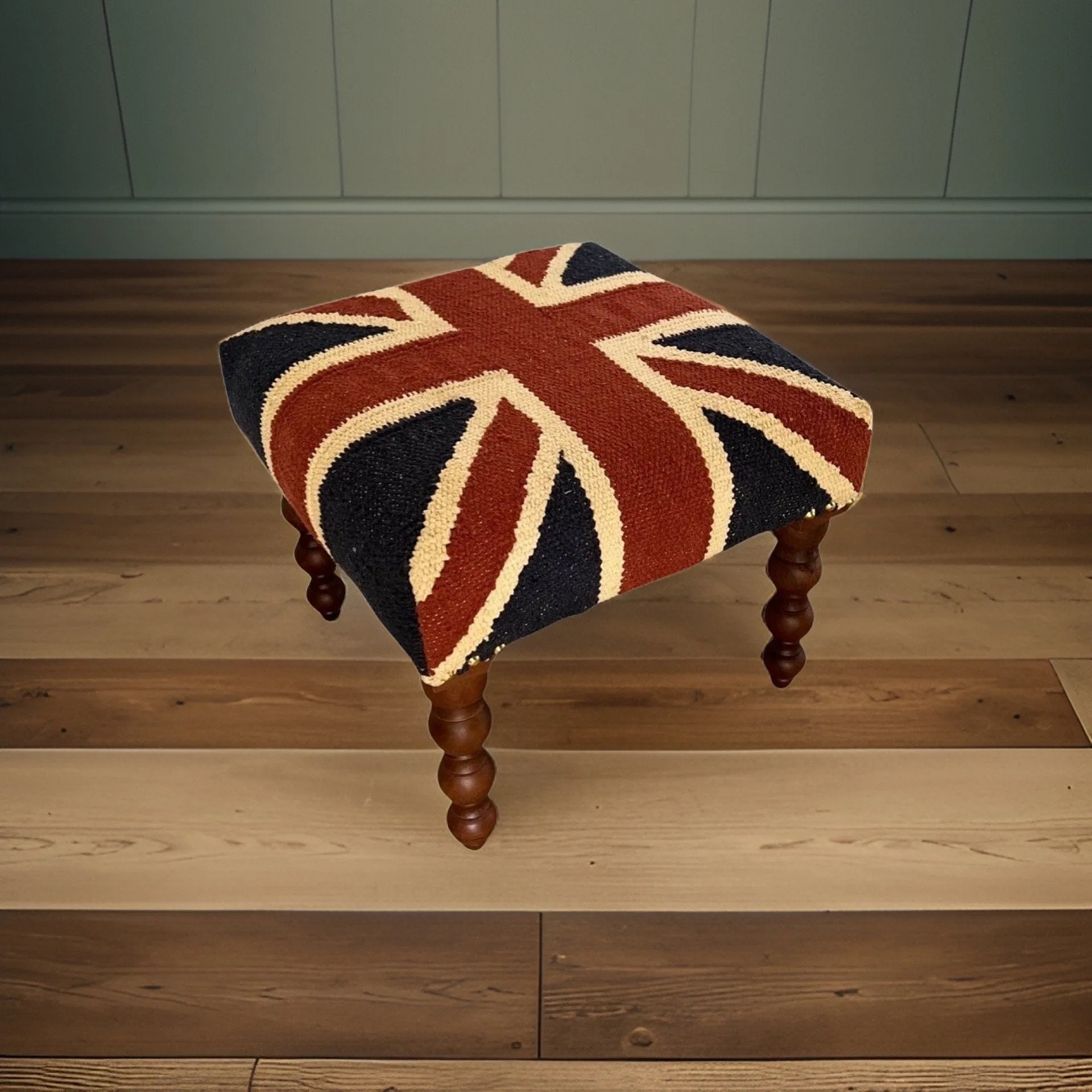 Great Britain Union Jack Bench | Foot Rest Pouf Solid Base