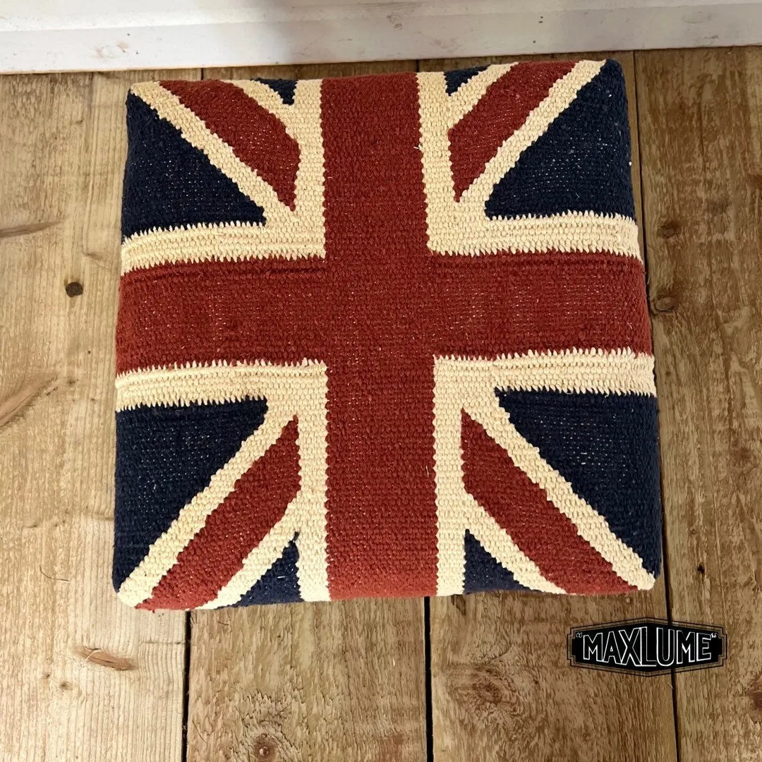 Great Britain Union Jack Bench | Foot Rest Pouf Solid Base