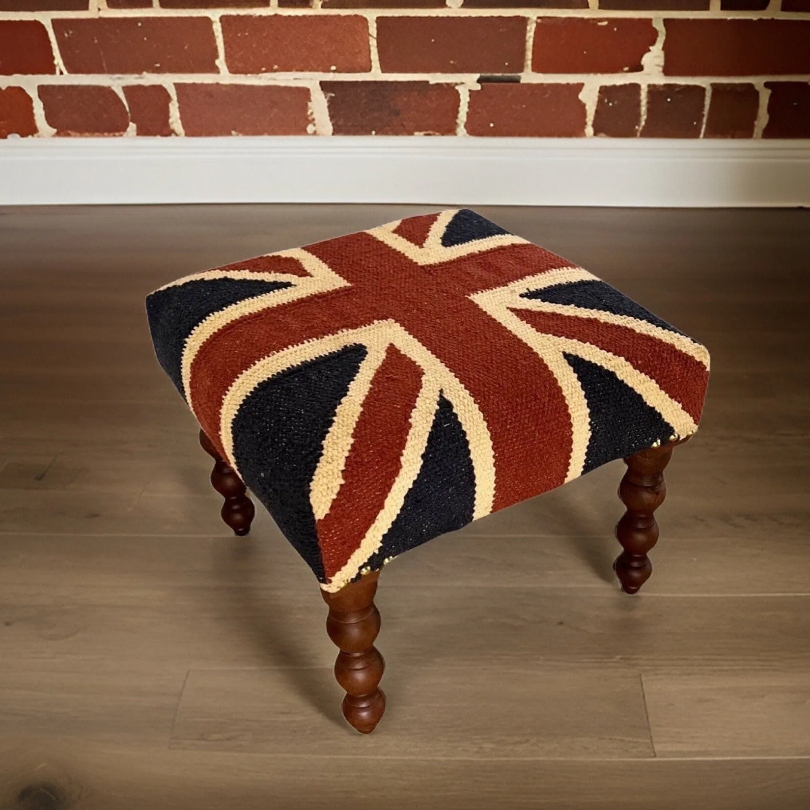 Great Britain Union Jack Bench | Foot Rest Pouf Solid Base