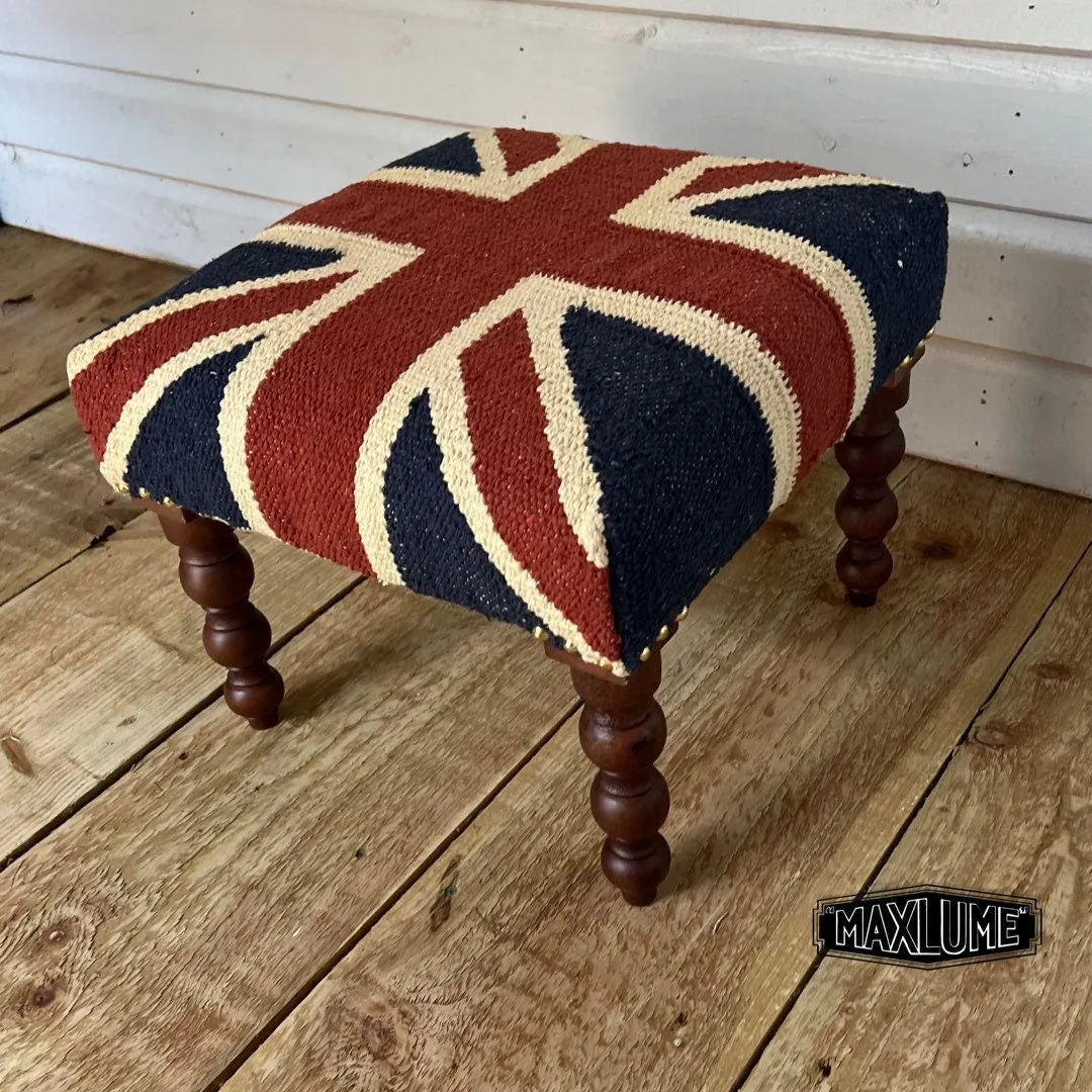 Great Britain Union Jack Bench | Foot Rest Pouf Solid Base