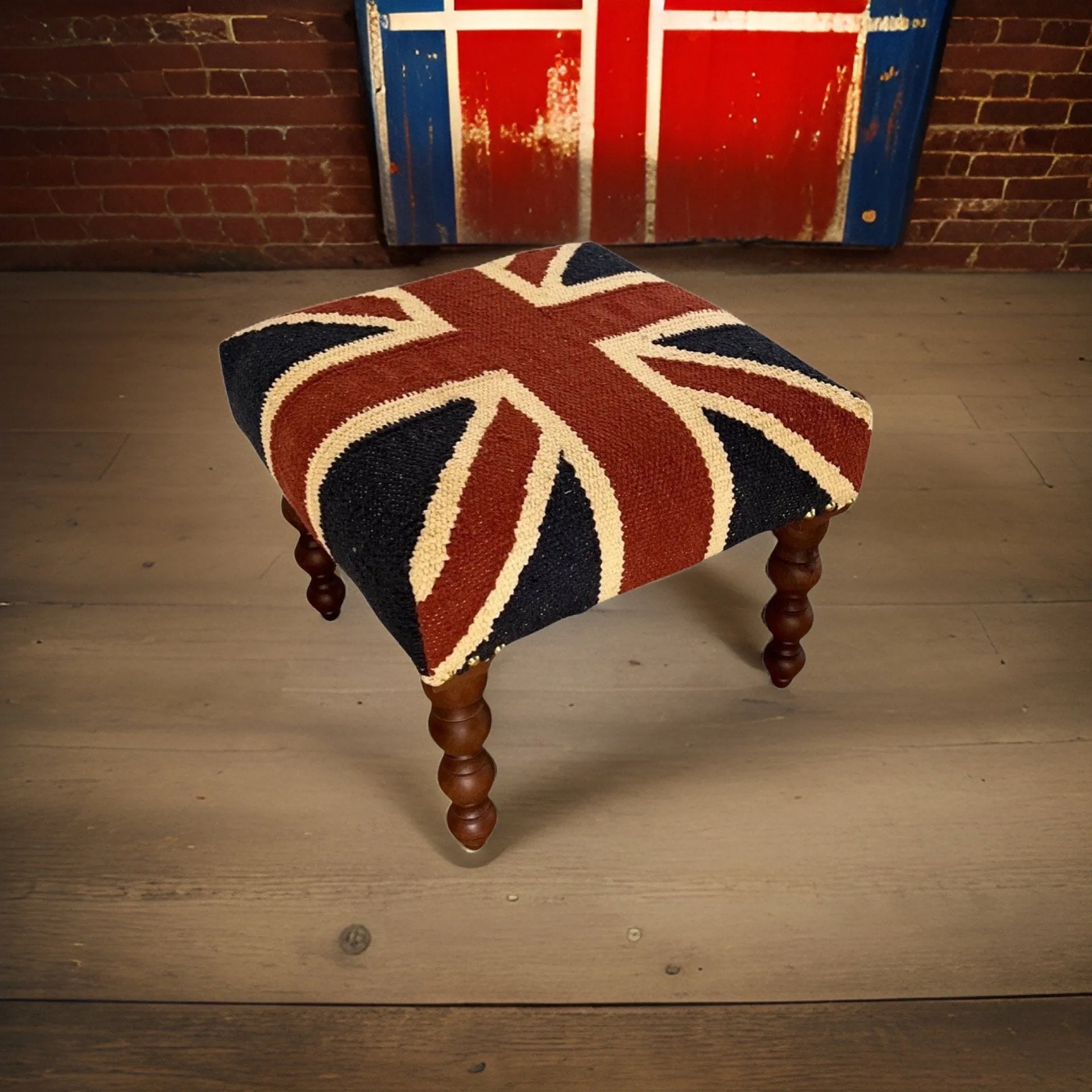 Great Britain Union Jack Bench | Foot Rest Pouf Solid Base