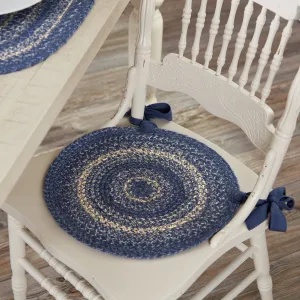 Great Falls Blue Braided Chair Pad 15" Default