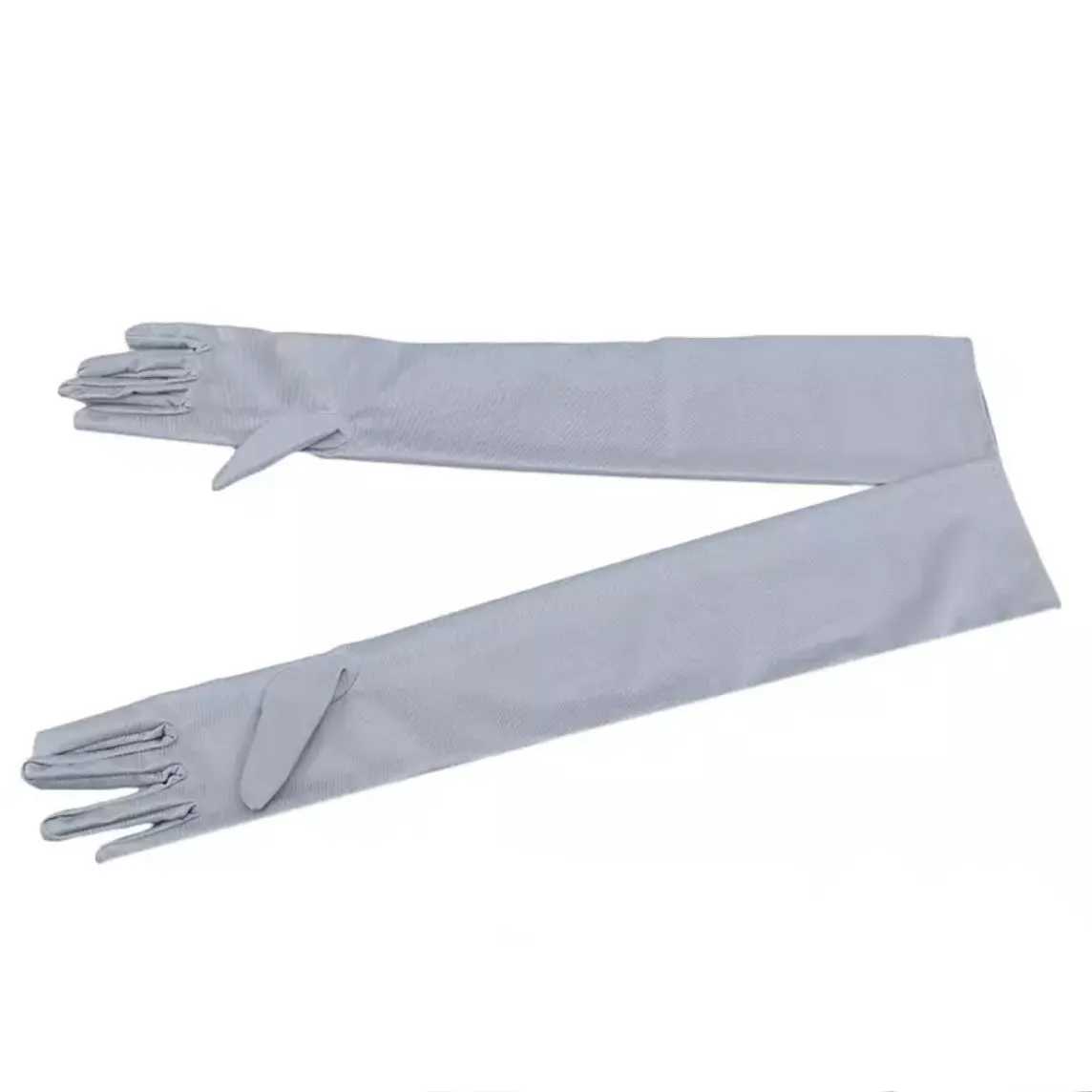 Great Gatsby 1920's Bridal Flapper Long Satin Gloves - Grey