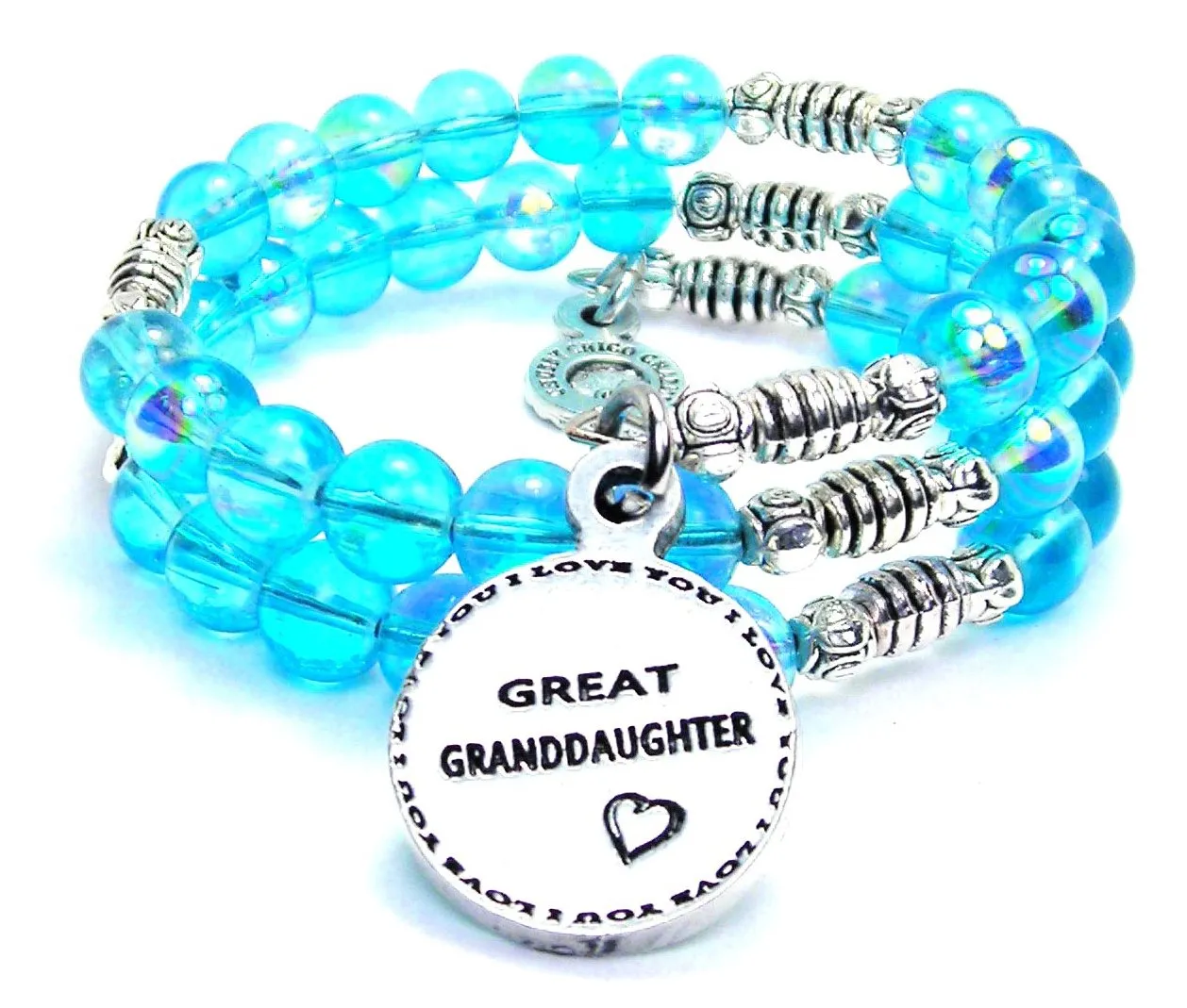 Great Granddaughter Sea Siren Ocean Glass Wrap Bracelet