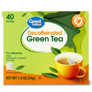 Great Value Decaffeinated Green Tea Bags, 40 Count