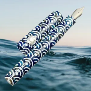 Great Wave Seigaiha Mon Motif Custom Fountain Pen