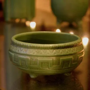 Greek Key Footed Bowl