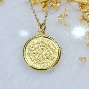 Greek Phaistos medallion replica coin pendant necklace Gold