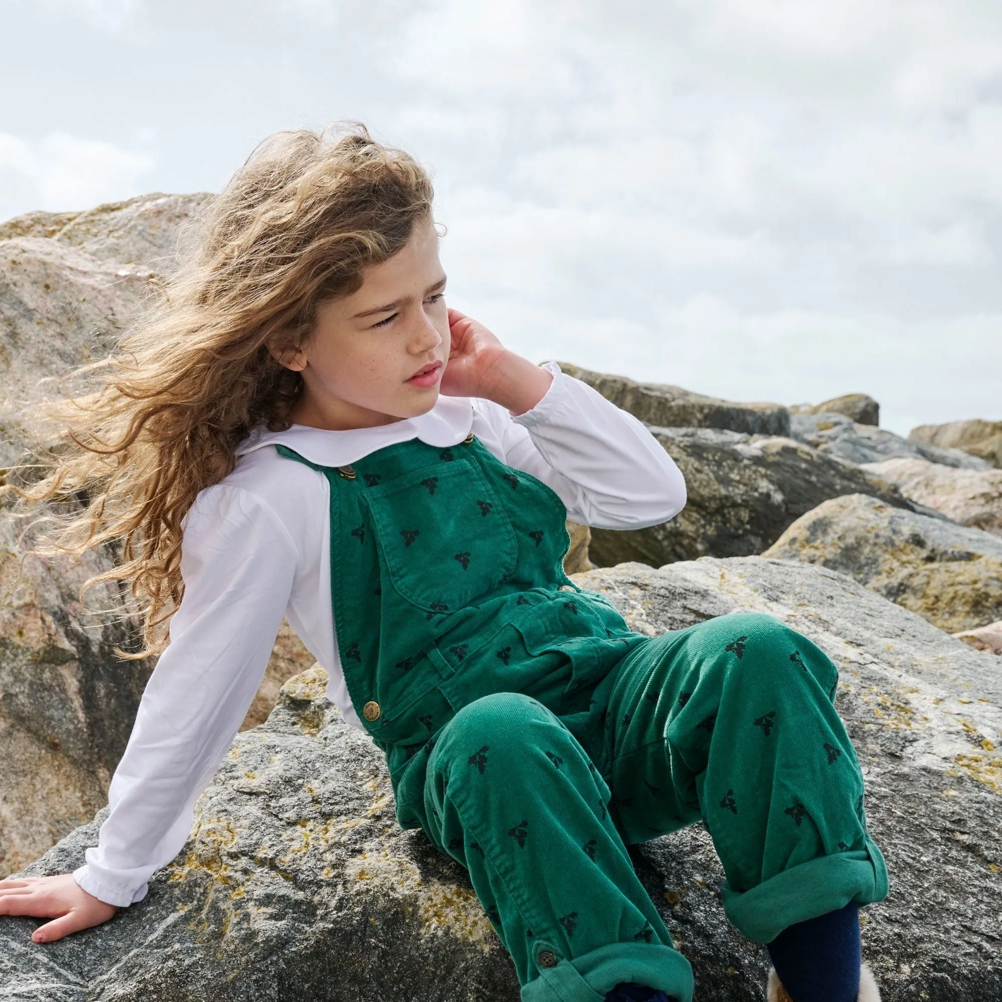 Green Acorn Printed Overalls