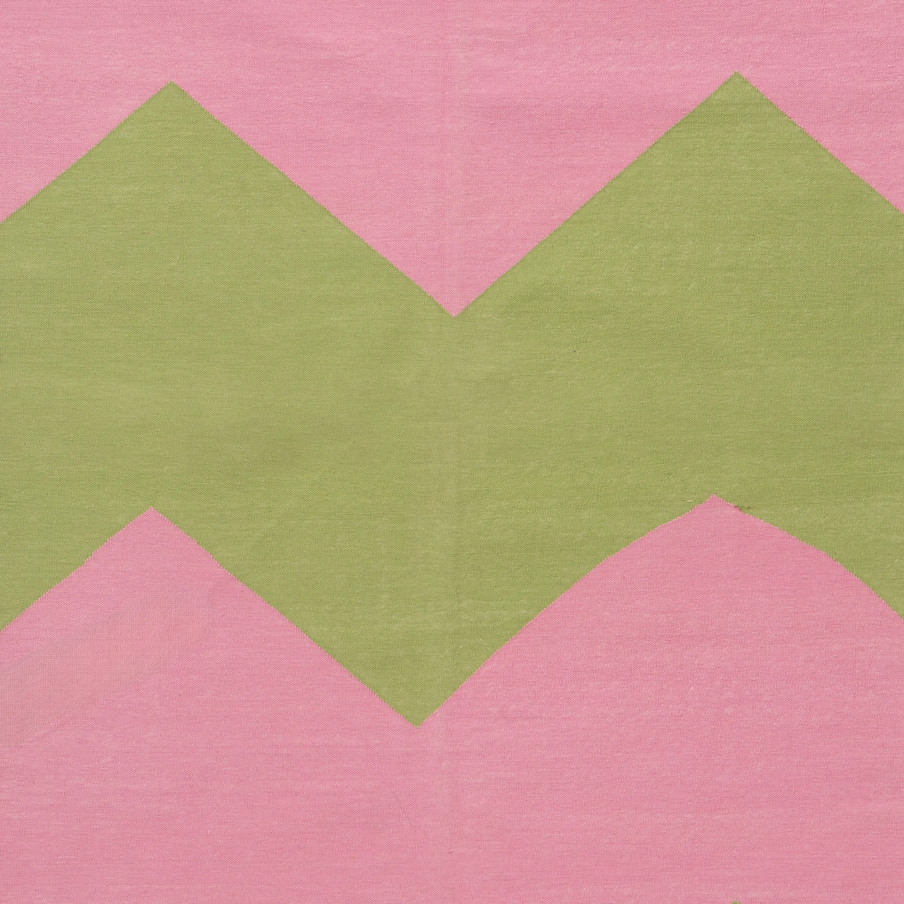 Green & Pink Chevron Flatweave Cotton Rug - 3'6" x 5'6"