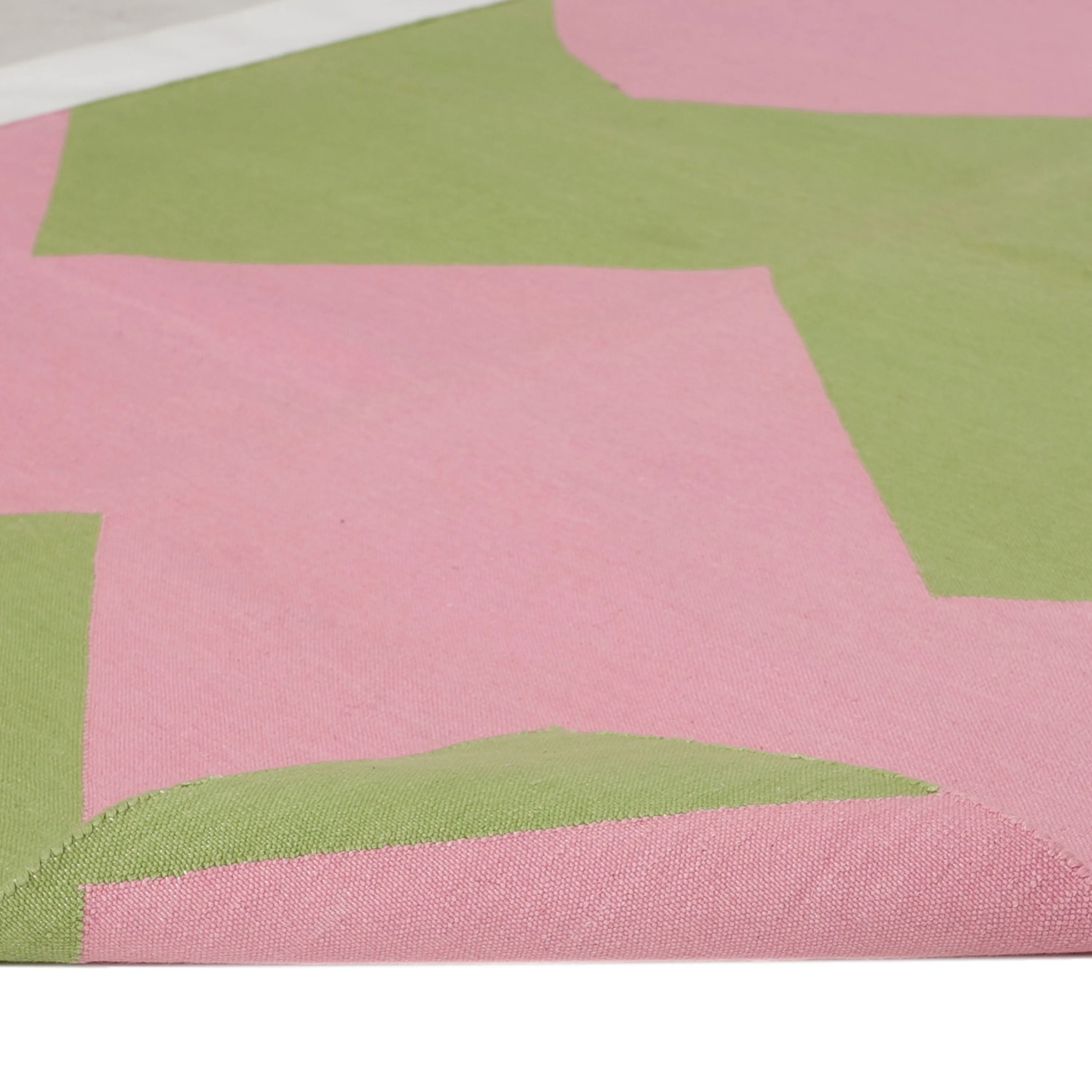 Green & Pink Chevron Flatweave Cotton Rug - 3'6" x 5'6"