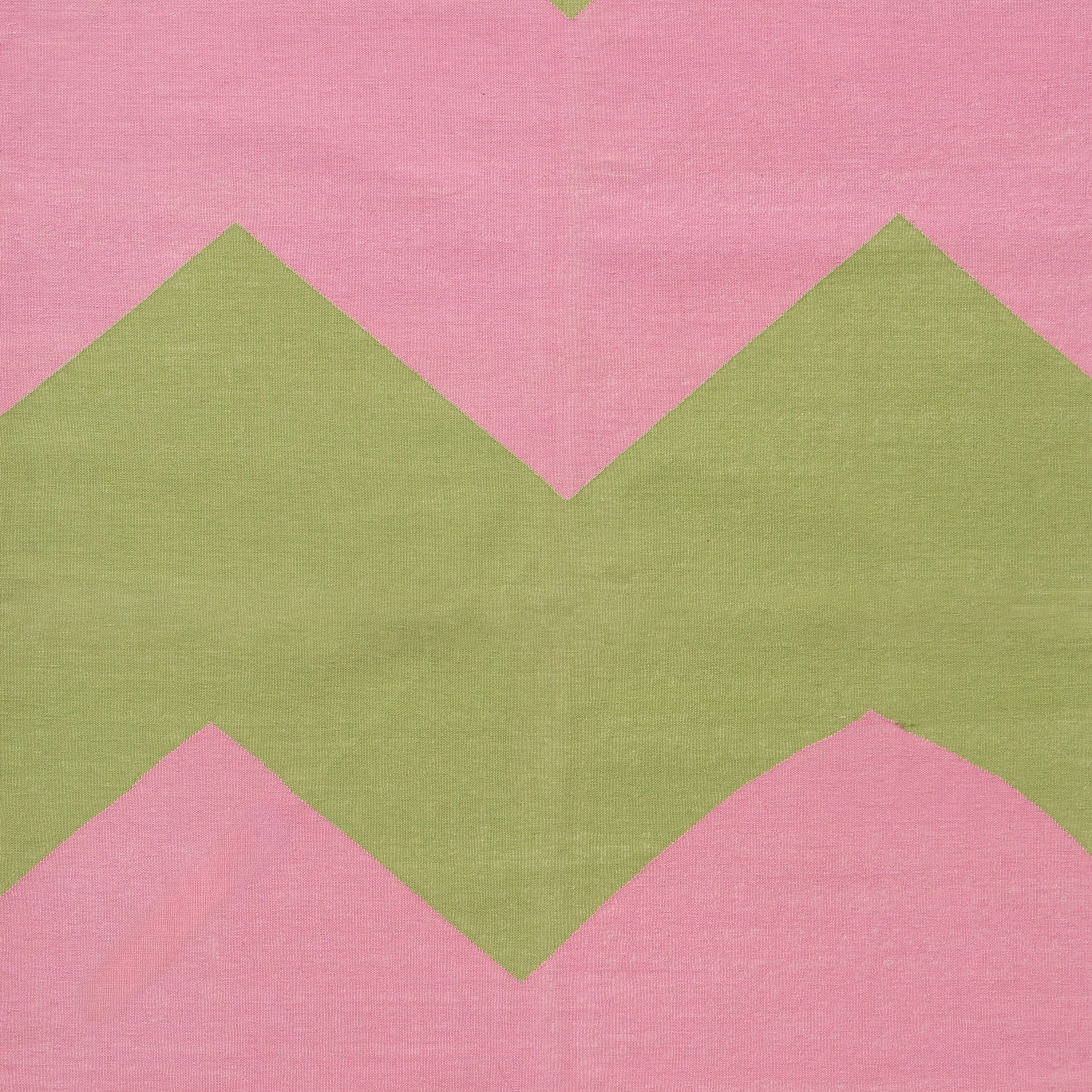 Green & Pink Chevron Flatweave Cotton Rug - 3'6" x 5'6"