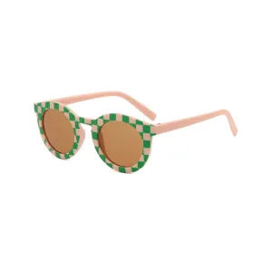 Green & Tangerine Checkerboard Retro Baby Sunglasses